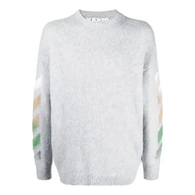 Off-White SS21 Logo Printing Stripe Knit Gray — תמונה 1