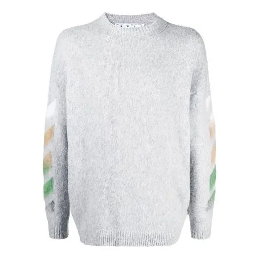 Off-White SS21 Logo Printing Stripe Knit Gray