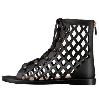 DIOR D-Trap Ankle Boot Black Calfskin and Shearling — תמונה 1