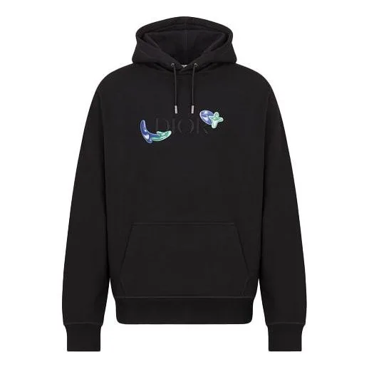 Men's DIOR x KENNY FW21 Crossover Logo Pattern Loose Black