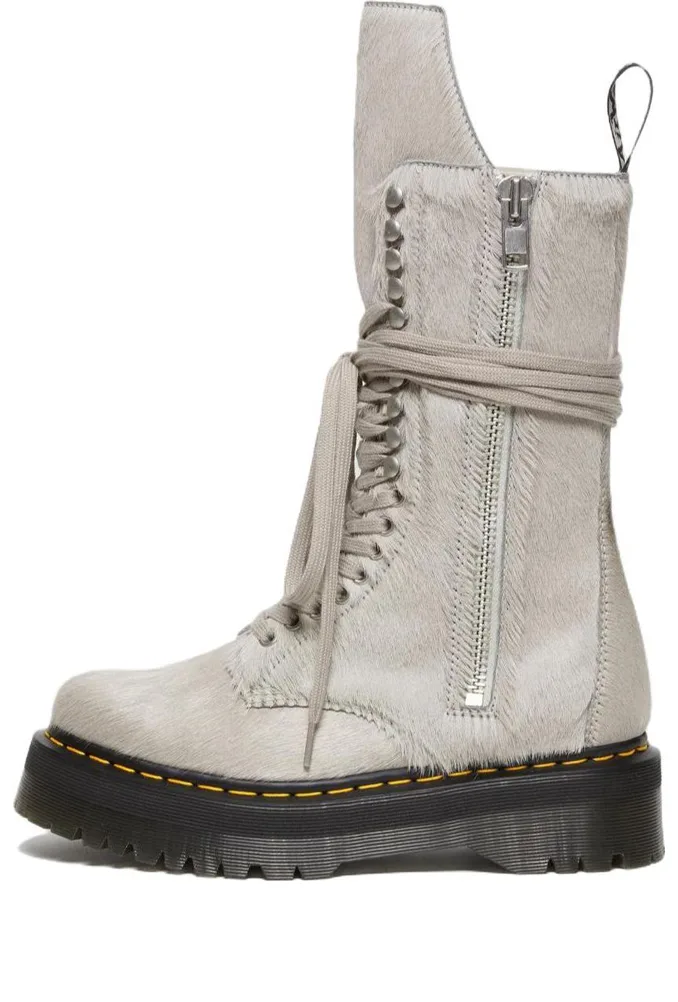 Dr. Martens 1918 Ro Hair On Lace Up Strobe Calf Length Platform Boot